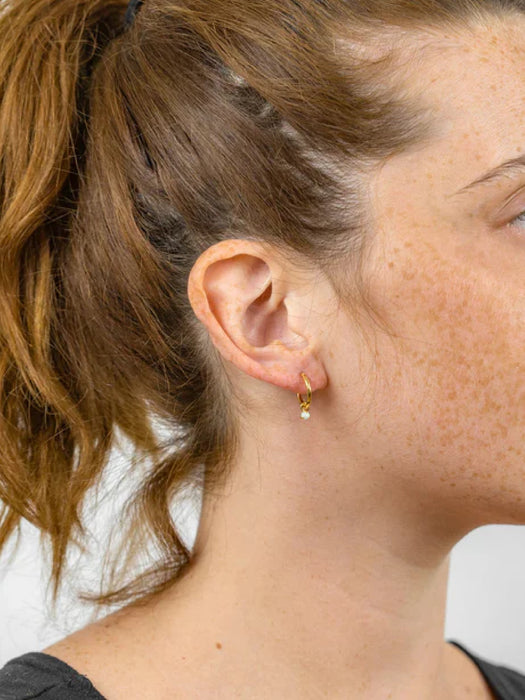 Opal Dangle Hoops | Gold Plated Pincatch Earrings | Light Years Jewelry