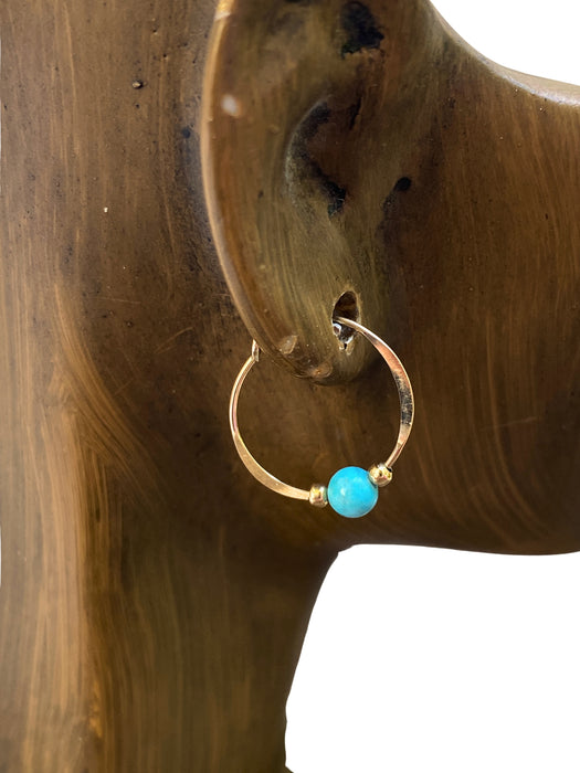 Turquoise Bead Hoops | Sterling Silver Gold Filled Earrings | Light Years