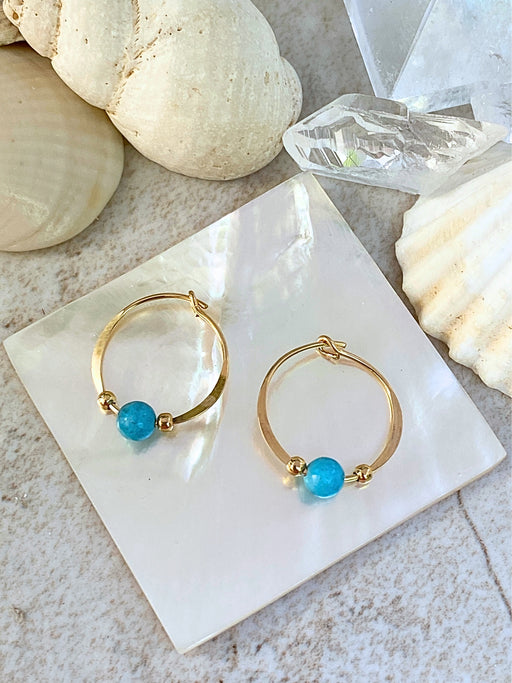 Turquoise Bead Hoops | Sterling Silver Gold Filled Earrings | Light Years