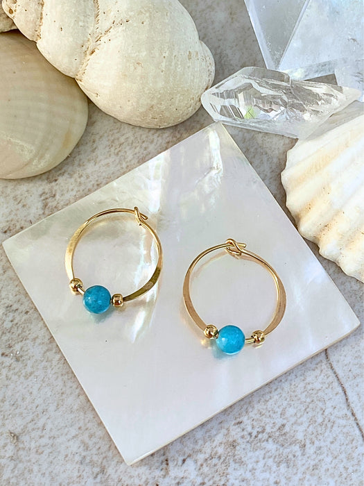Turquoise Bead Hoops | Sterling Silver Gold Filled Earrings | Light Years