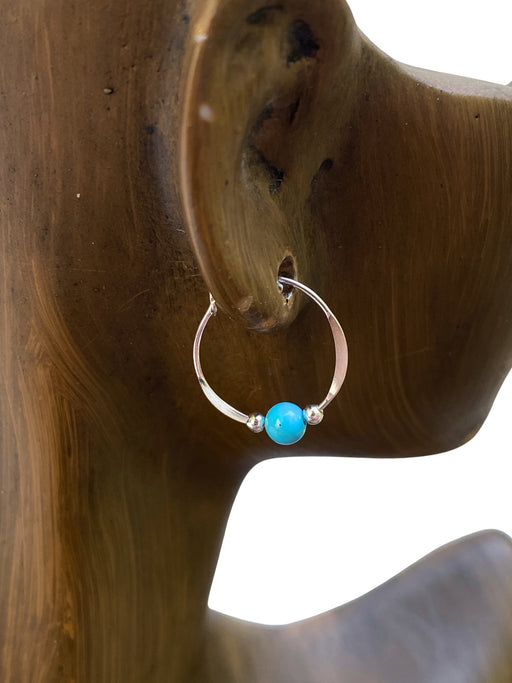 Turquoise Beaded Hoops | Sterling Silver Earrings | Light Years Jewelry