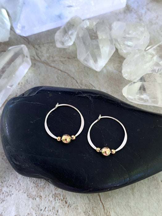 Mix Metal Beaded Hoops