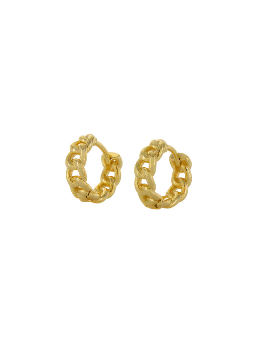 Chain Link Huggie Hoops | Silver Gold Plated Earrings | Light Years Jewelry