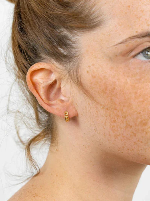 Chain Link Huggie Hoops | Silver Gold Plated Earrings | Light Years Jewelry