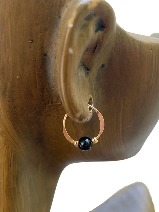 Onyx Beaded Hoops | 14kt Gold Filled Earrings | Light Years Jewelry
