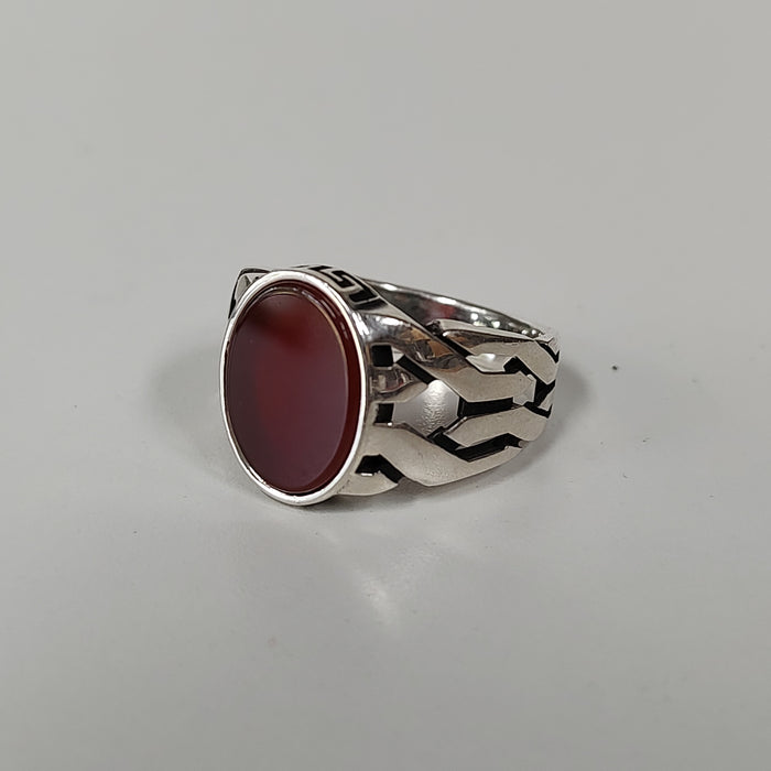 Braided Carnelian Signet Ring | Sterling Silver Size 9 10 11 | Light Years