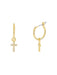 Clear CZ Cross Hoops | Silver Gold Plated Earrings | Light Years Jewelry