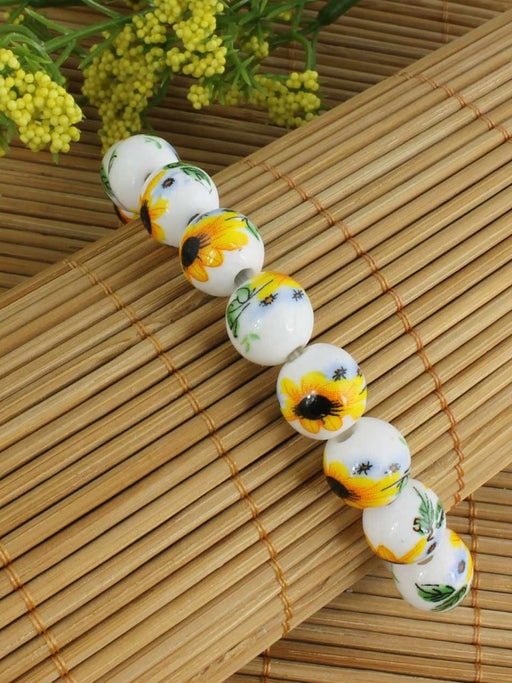 Sunflower Ceramic Bead Bracelet | Beaded Stretch Bracelet | Light Years