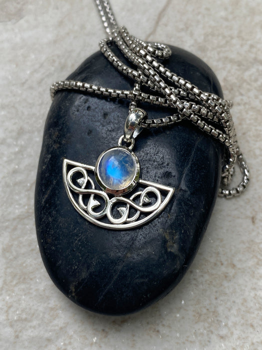 Celtic Moonstone Swirl Pendant | Sterling Silver Necklace | Light Years 