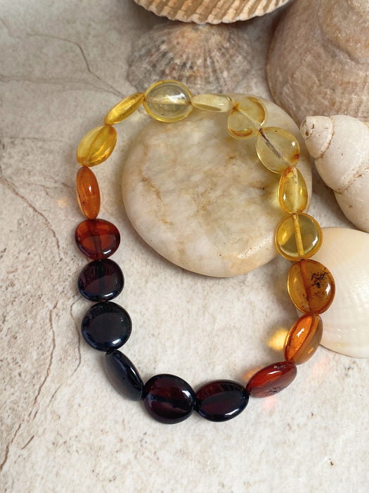 Multi Amber Beaded Stretch Bracelet