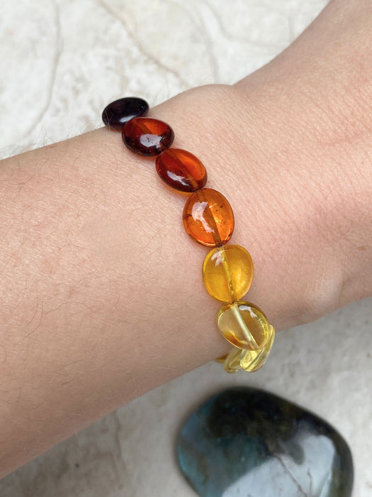 Multi Amber Beaded Stretch Bracelet