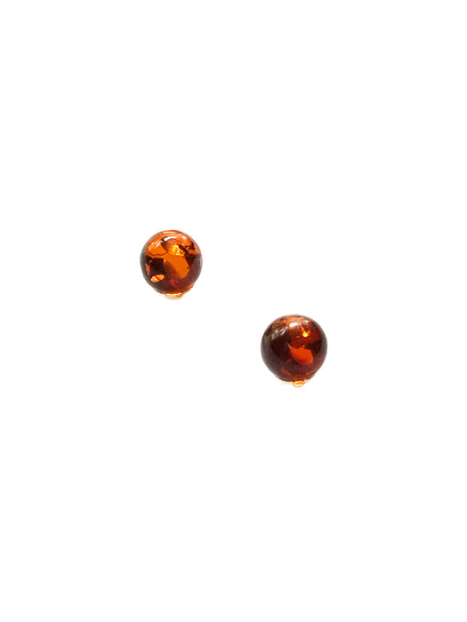 Baltic Amber Ball Studs Earrings | Sterling Silver Posts | Light Years
