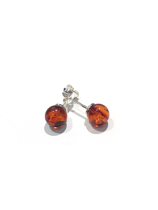 Baltic Amber Ball Studs Earrings | Sterling Silver Posts | Light Years