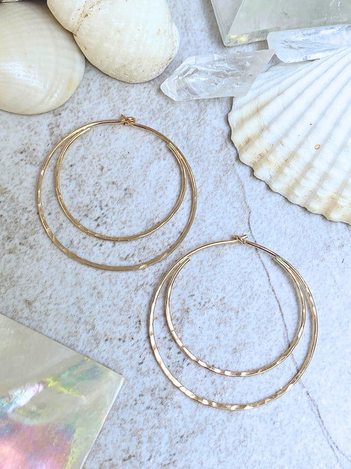 Double Hammered Hoops | 14kt Gold Filled Earrings | Light Years Jewelry
