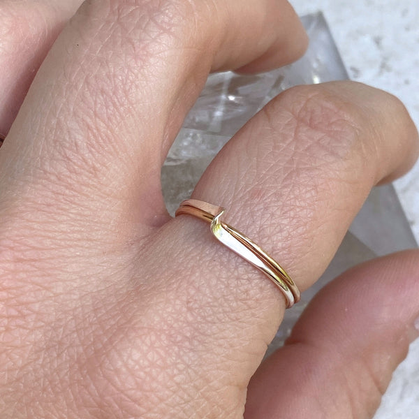 Mix Metal Twist Ring | Sterling Silver Gold Filled 6 7 8 9 10 | Light Years