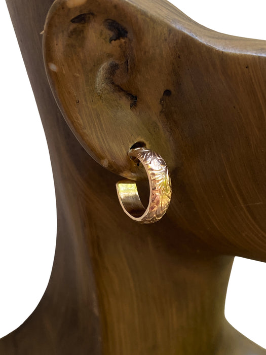 Engraved Flower Post Hoops | 14k Gold Filled Earrings | Light Years