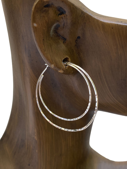 Double Hammered Hoops | Sterling Silver Earrings | Light Years Jewelry