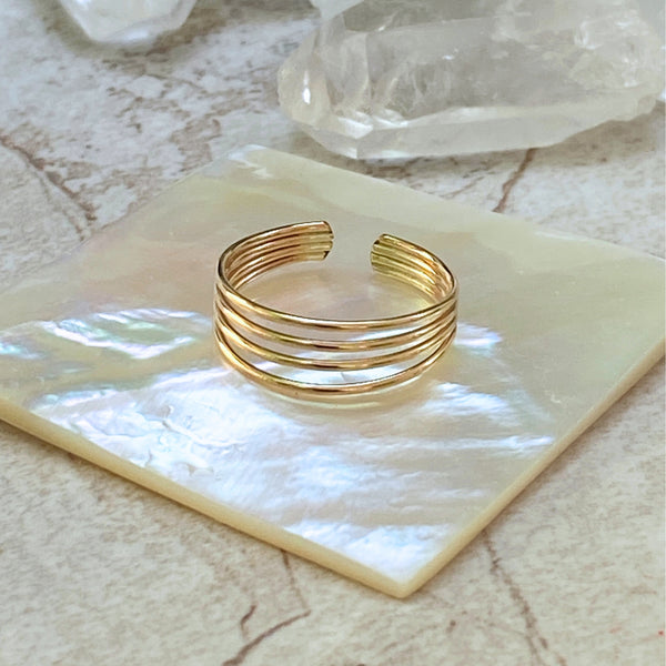 Four Band Toe Ring | 14kt Gold Filled USA Made | Light Years Jewelry