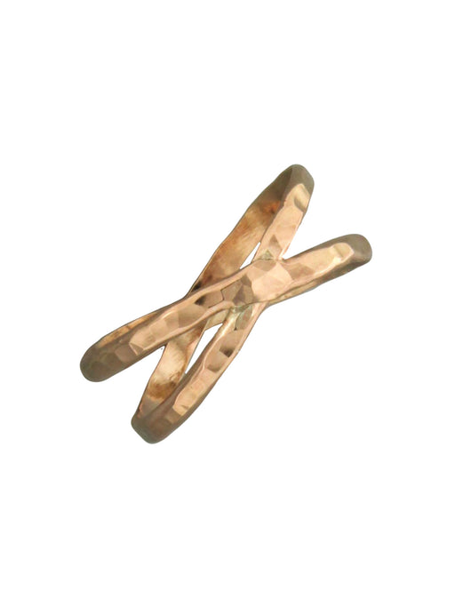 Hammered X Ring | 14kt Gold Filled USA Sizes 6 7 8 9 | Light Years 