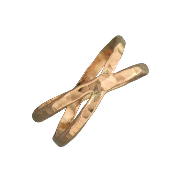 Hammered X Ring | 14kt Gold Filled USA Sizes 6 7 8 9 | Light Years 