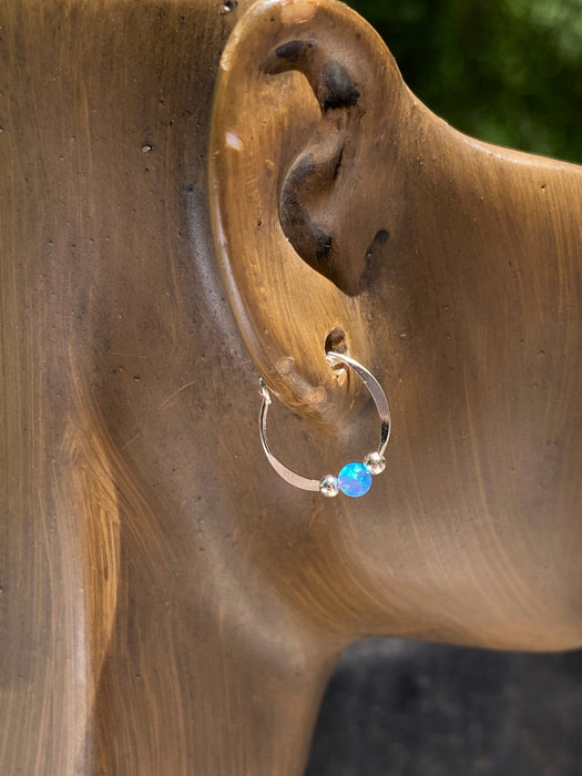 Blue Opal Beaded Hoops