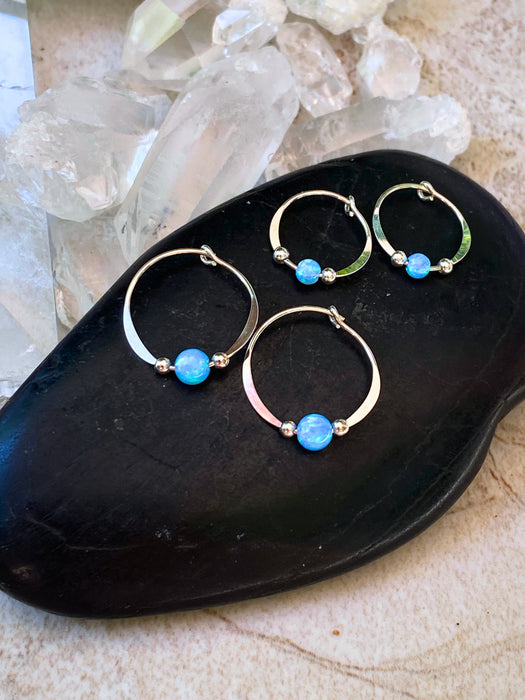 Blue Opal Beaded Hoops | Sterling Silver Gold Filled Earrings | Light Years