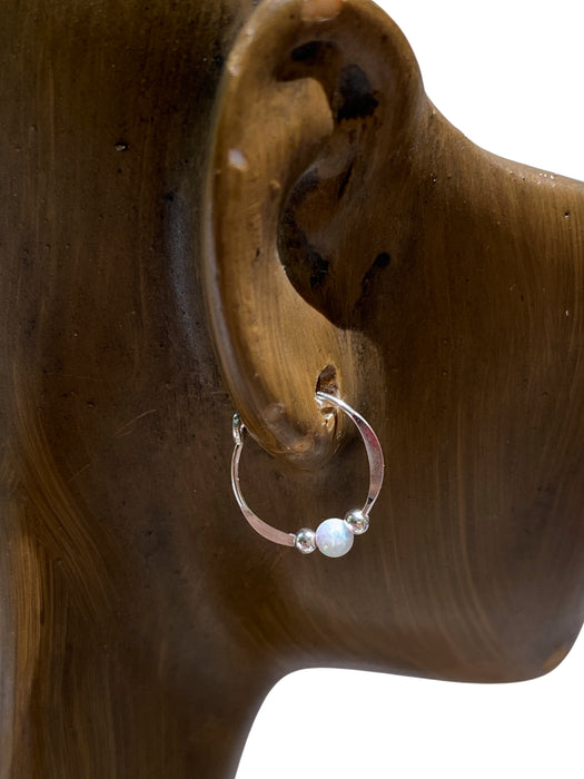 White Opal Beaded Hoops | Sterling Silver Gold Filled Earrings | Light Years