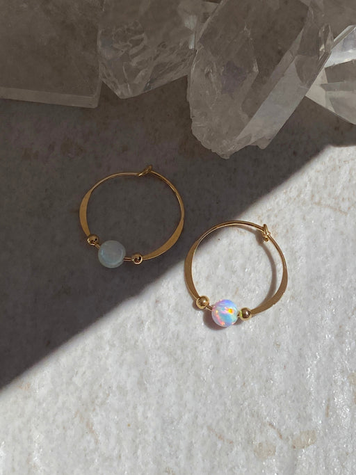 White Opal Beaded Hoops | Sterling Silver Gold Filled Earrings | Light Years
