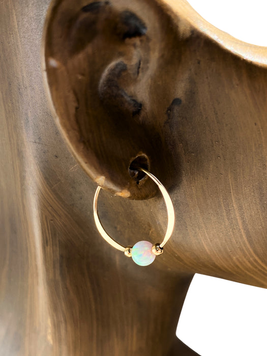 White Opal Beaded Hoops | Sterling Silver Gold Filled Earrings | Light Years