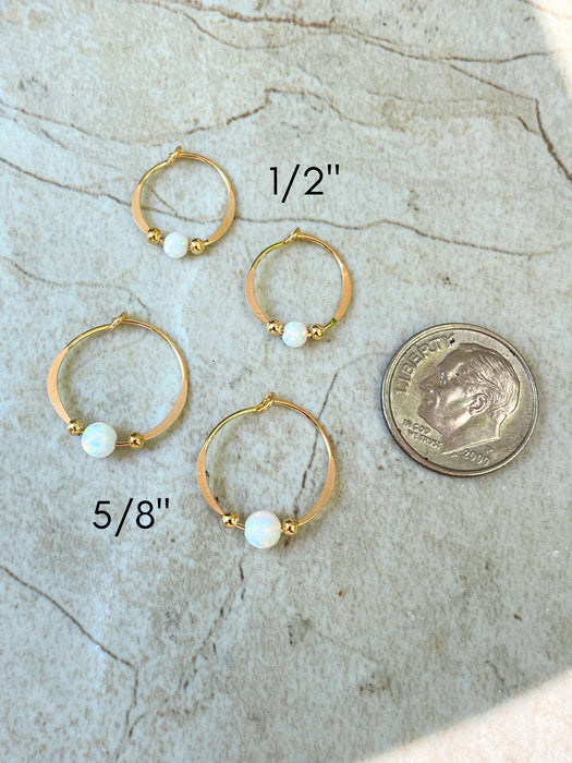 White Opal Beaded Hoops | Sterling Silver Gold Filled Earrings | Light Years