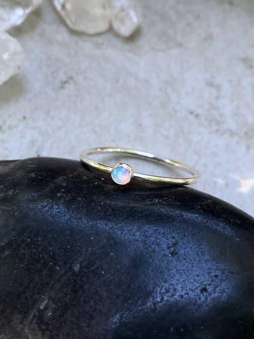 Simple Blue Opal Ring | Sterling Silver Gold Filled 5 6 7 8 9 10 11 | Light Years