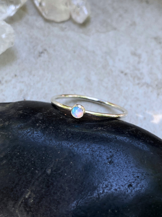 Simple Blue Opal Ring | Sterling Silver Gold Filled 5 6 7 8 9 10 11 | Light Years