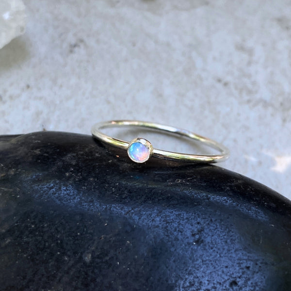Simple Blue Opal Ring | Sterling Silver Gold Filled 5 6 7 8 9 10 11 | Light Years