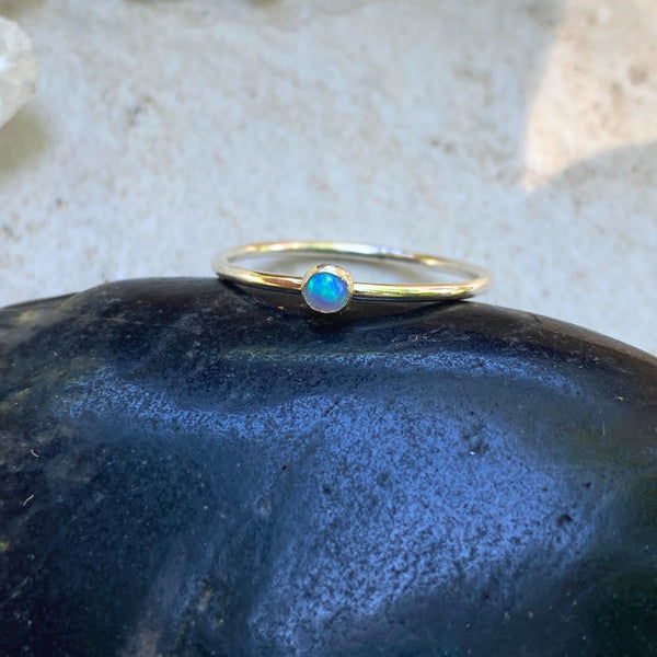 Simple Blue Opal Ring | Sterling Silver Gold Filled 5 6 7 8 9 10 11 | Light Years
