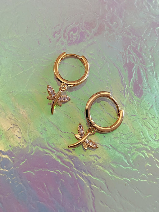 CZ Dragonfly Huggie Hoops | Gold Silver Plated Earrings | Light Years