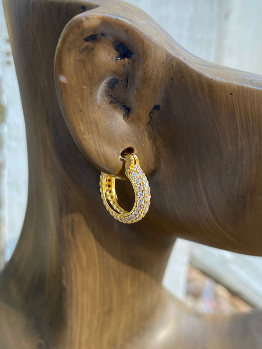 Pave CZ Pincatch Hoops | Gold Silver Plated Earrings | Light Years Jewelry