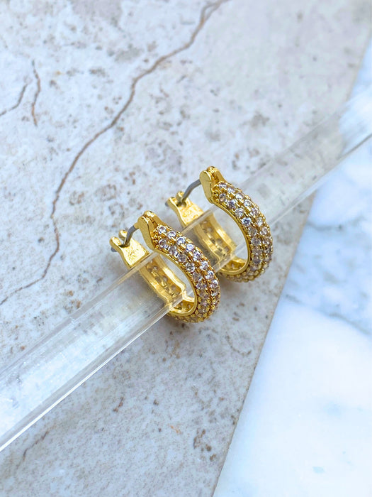 Pave CZ Pincatch Hoops | Gold Silver Plated Earrings | Light Years Jewelry