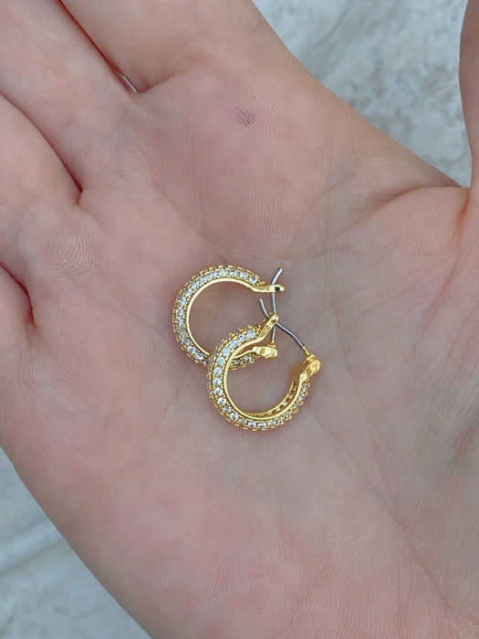 Pave CZ Pincatch Hoops | Gold Silver Plated Earrings | Light Years Jewelry