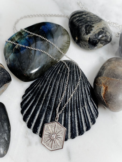 CZ Star Medallion Necklace | Sterling Silver Pendant Chain | Light Years