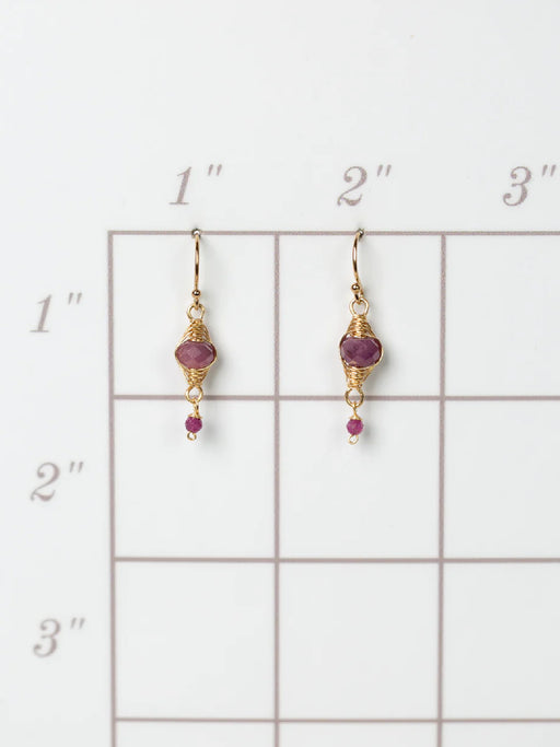 Wrapped Ruby Briolette Dangles by Anne Vaughan | Gold Filled Earrings | Light Years
