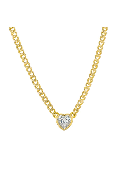 CZ Heart & Curb Chain Necklace | Gold Plated Fashion | Light Years