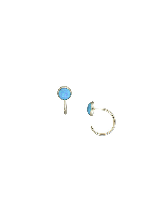 Blue Opal Curved Wire Earrings | Sterling Silver Gold Filled | Light Years