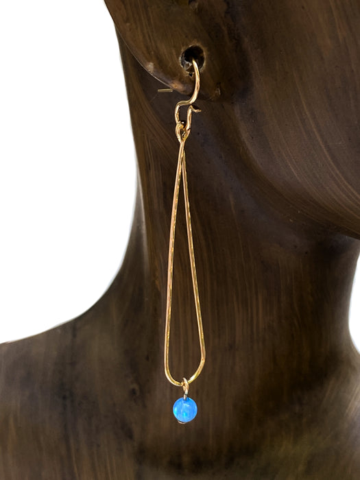 Hammered Teardrop Opal Dangles | 14kt Gold Filled Earrings | Light Years