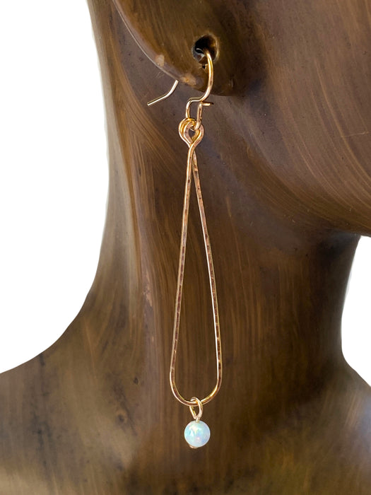 Hammered Teardrop Opal Dangles | 14kt Gold Filled Earrings | Light Years