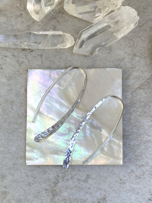 Sleek Hammered Ear Threads | Sterling Silver Earrings | Light Years