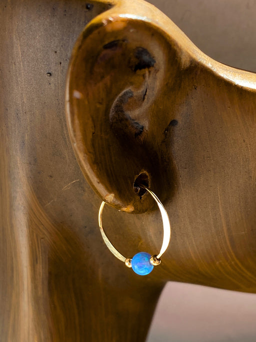 Blue Opal Beaded Hoops | Sterling Silver Gold Filled Earrings | Light Years