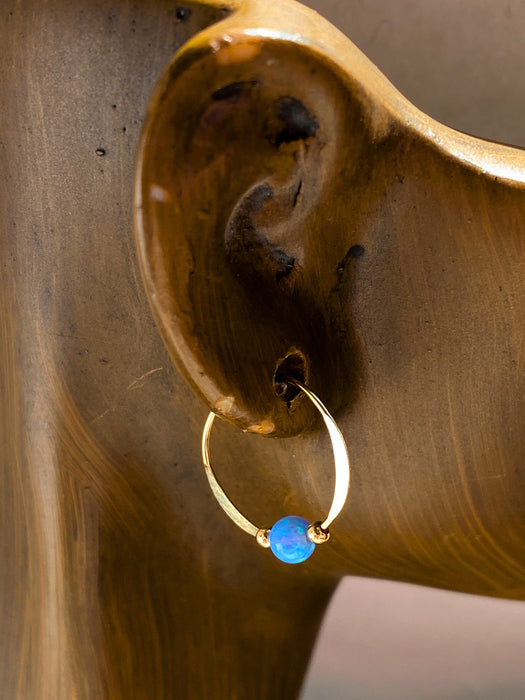Blue Opal Beaded Hoops | Sterling Silver Gold Filled Earrings | Light Years