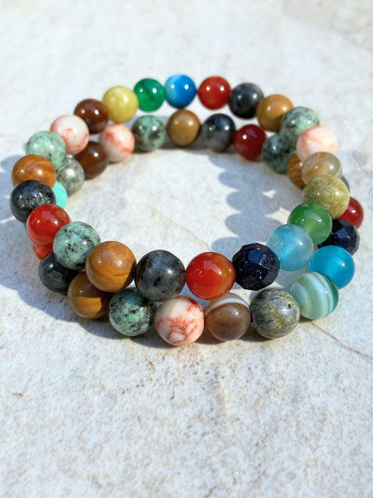 Stone Bead Galaxy Planet Space Stretch Bracelet | Light Years Jewelry