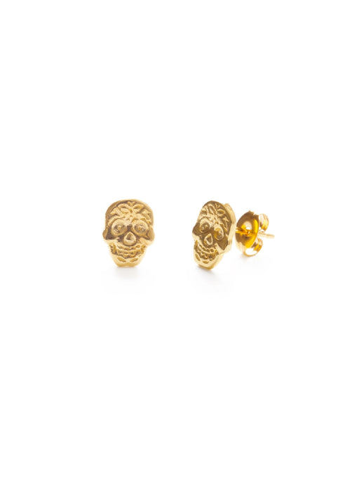 Sugar Skull Posts | Gold Plated Studs Earrings | Light Years Jewelry