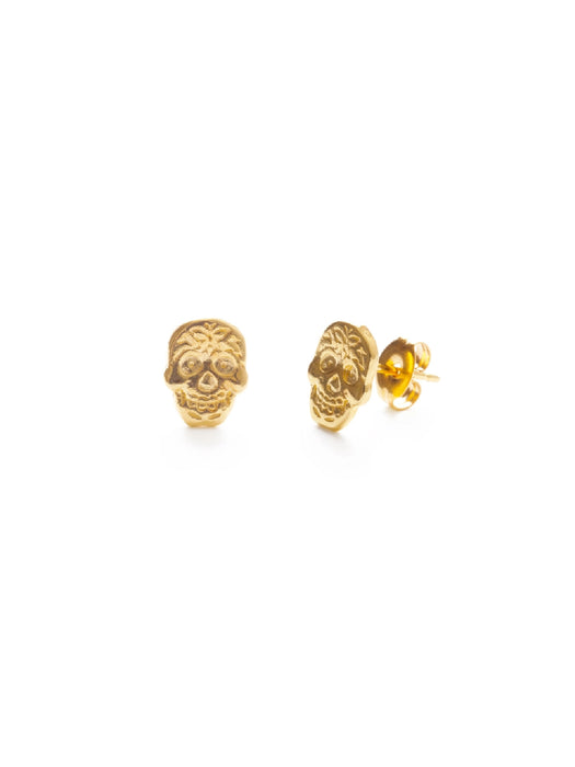 Sugar Skull Posts | Gold Plated Studs Earrings | Light Years Jewelry